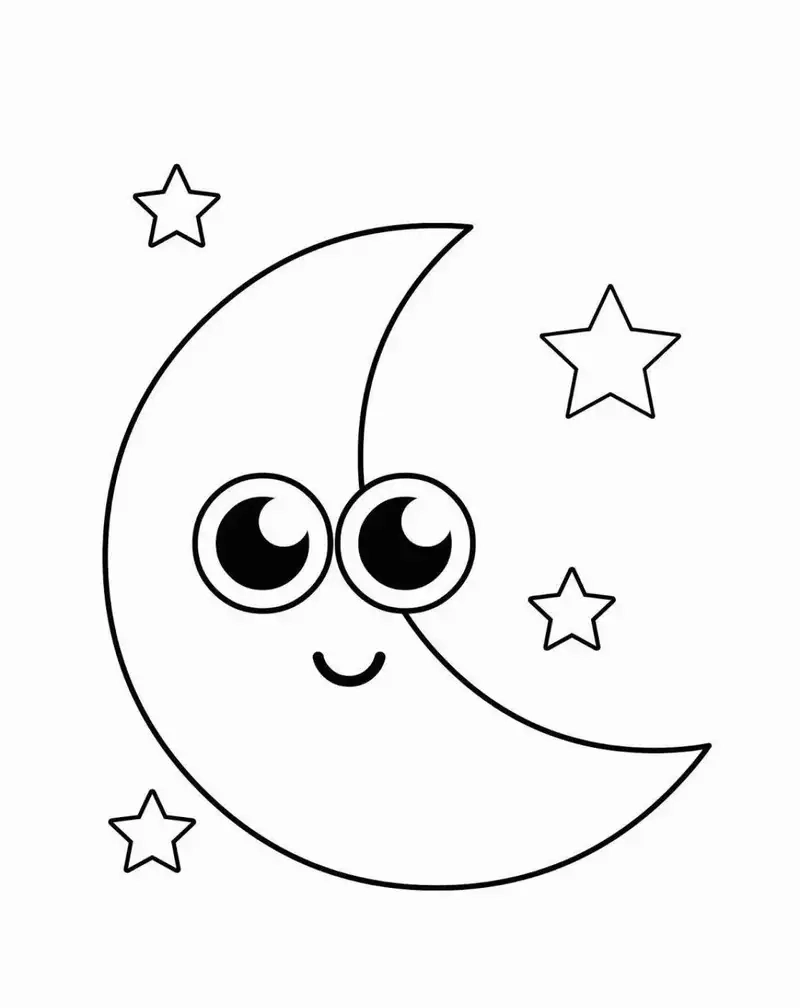 Rèn kỹ năng khéo tay với tranh tô màu mặt trăng cho bé 4 tuổi sáng tạo
