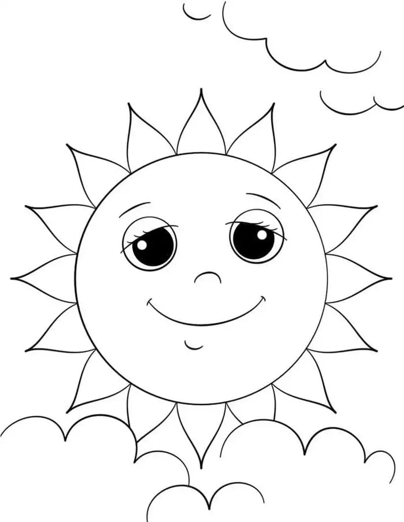 Tranh tô màu mặt trời hoạt hình rực rỡ và ngộ nghĩnh