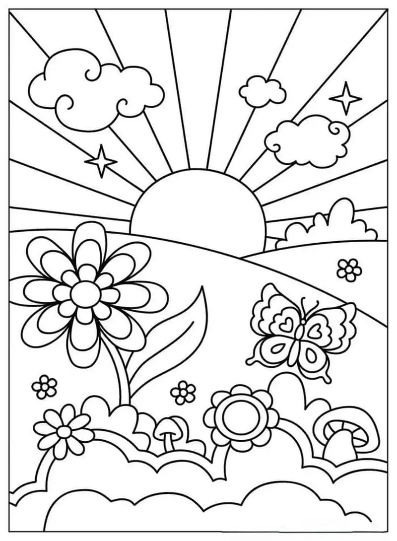 Tranh tô màu mặt trời cho bé khơi gợi niềm vui sáng tạo