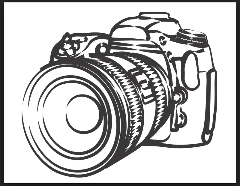 Tranh tô màu máy ảnh đơn giản phù hợp trẻ mới tập tô màu