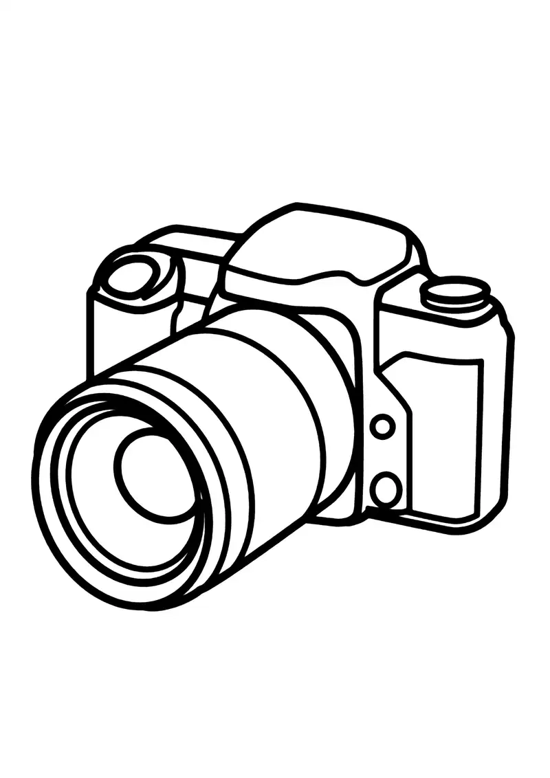 Tranh tô màu máy ảnh dễ thương thu hút bé học tô màu vui nhộn