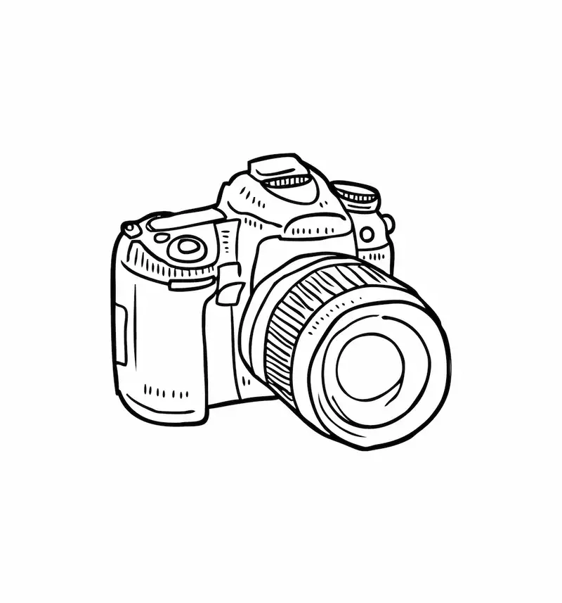 Tranh tô màu máy ảnh hoạt hình dễ thương kích thích trí tưởng tượng