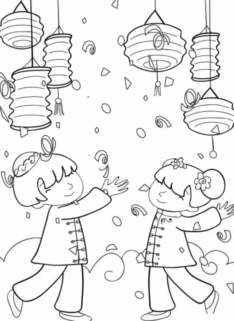 Hình ảnh sinh động từ tranh to màu ngày tết quê em