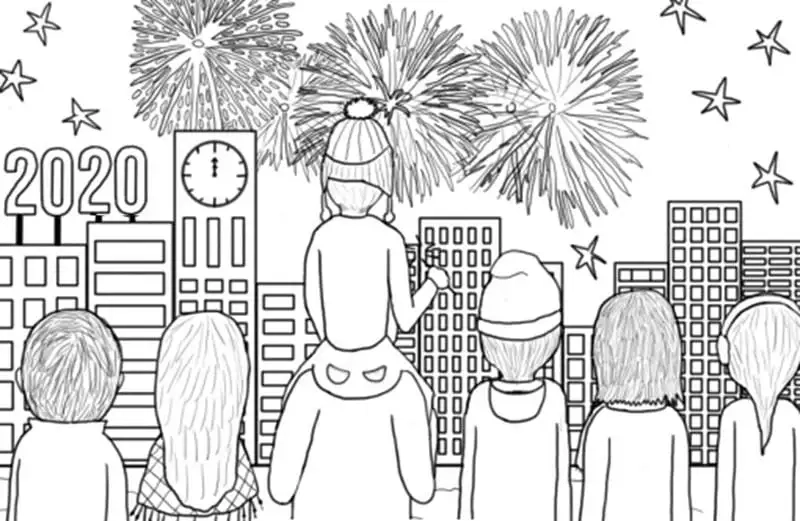 Không khí rộn ràng qua ngày tết quê em tranh vẽ