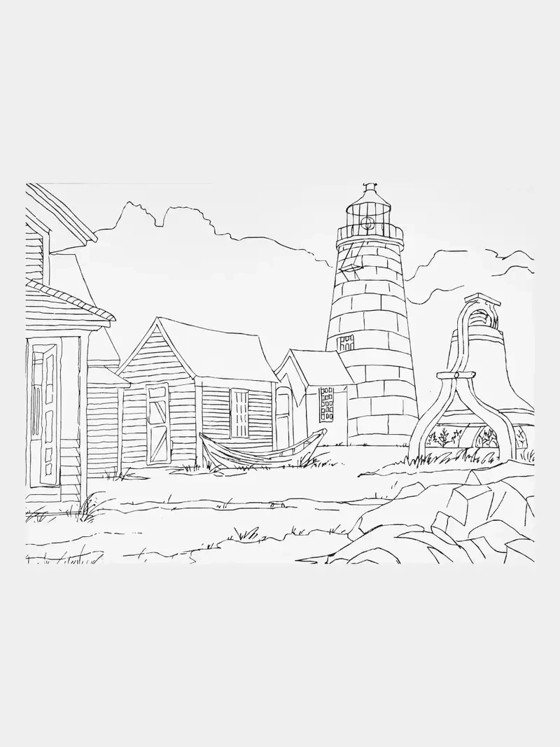 Thư giãn dễ dàng với tranh tô màu ngọn hải đăng đơn giản