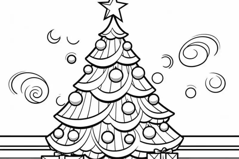 Cây thông noel tô màu dễ in cho lớp