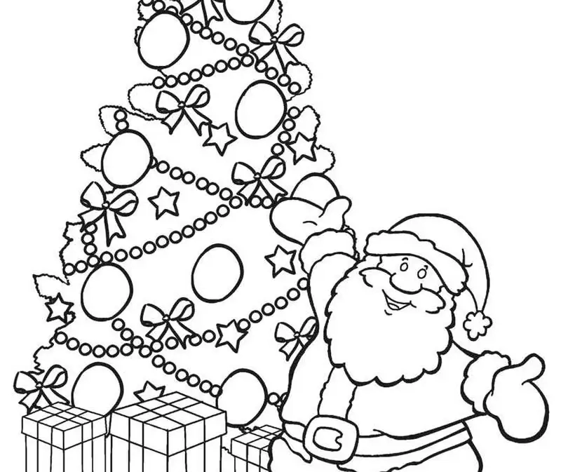 Tranh tô màu cây thông noel dễ in