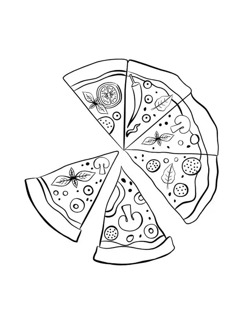 In tranh tô màu pizza dễ dàng tải về và in tại nhà