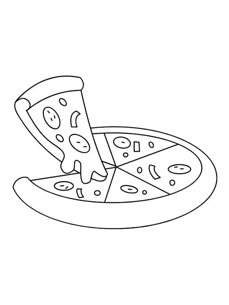In tranh tô màu pizza đơn giản cho bé yêu