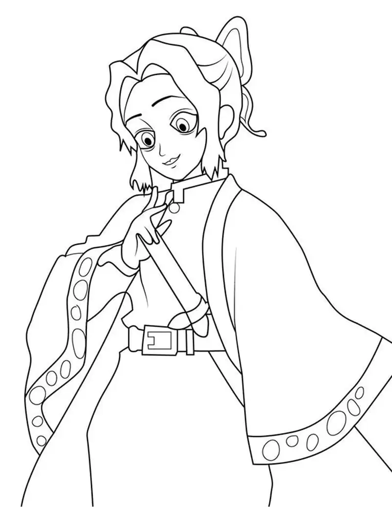 Tranh tô màu Shinobu dễ thương cho bé vui tô màu