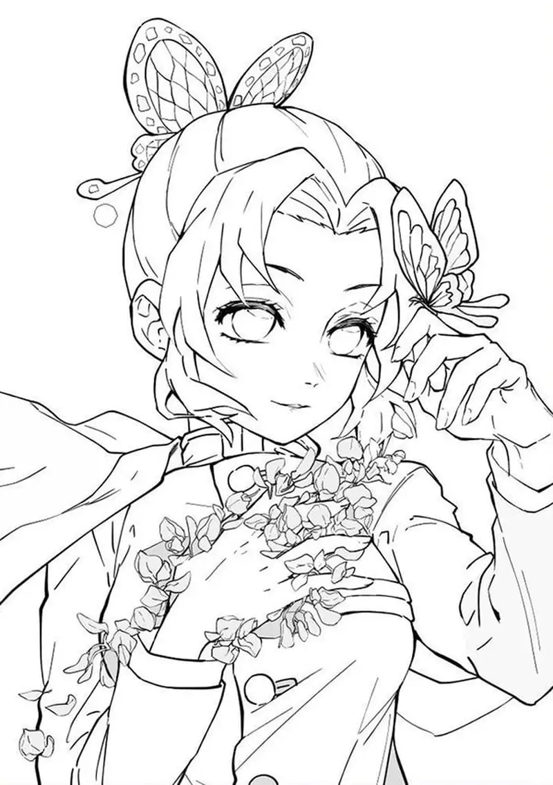 Tranh tô màu Shinobu kawaii ngọt ngào cho fan nhỏ tuổi