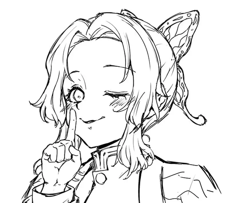 Tranh tô màu Shinobu chibi khiến bé thích mê