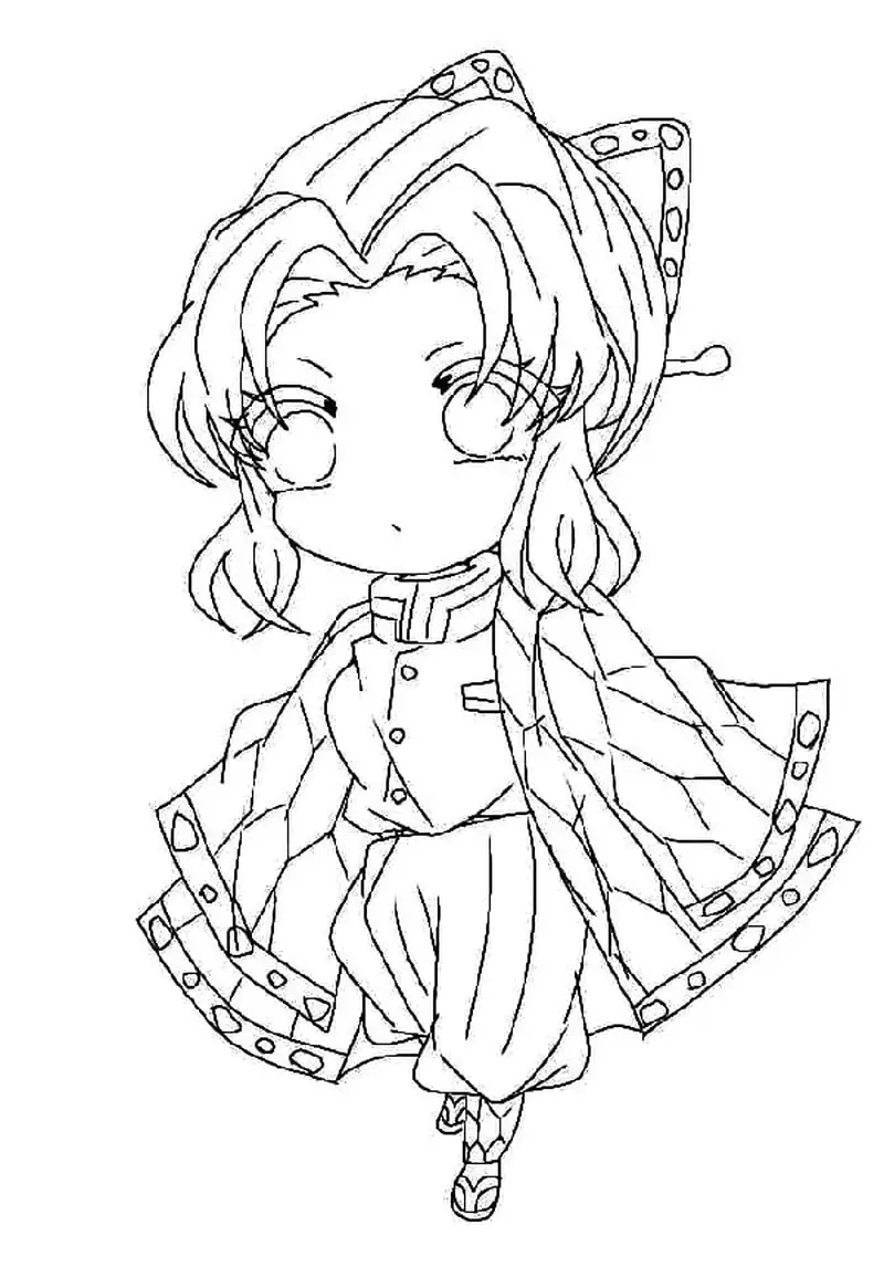 Tranh tô màu Shinobu dễ thương thật đáng yêu