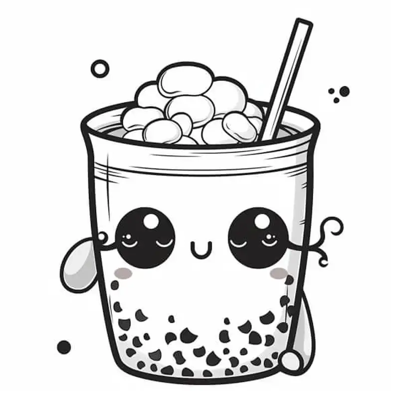 Tận hưởng niềm vui với tranh tô màu cốc trà sữa sinh động