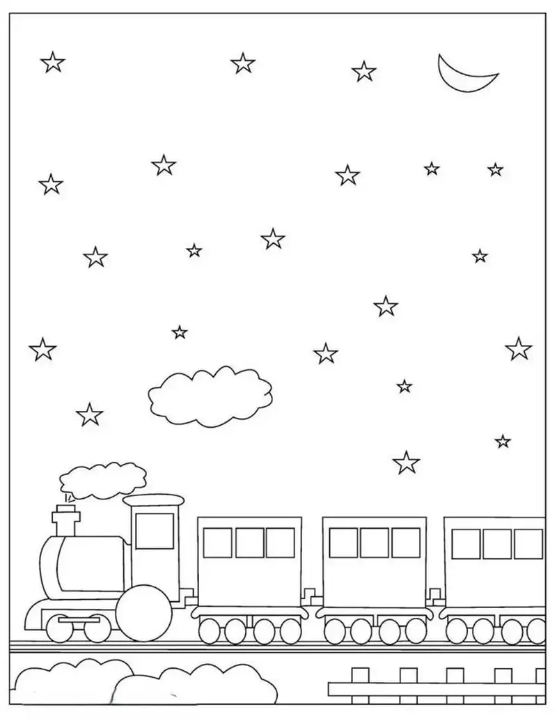 Vẽ đoàn tàu tranh tô màu tàu hỏa thật sinh động