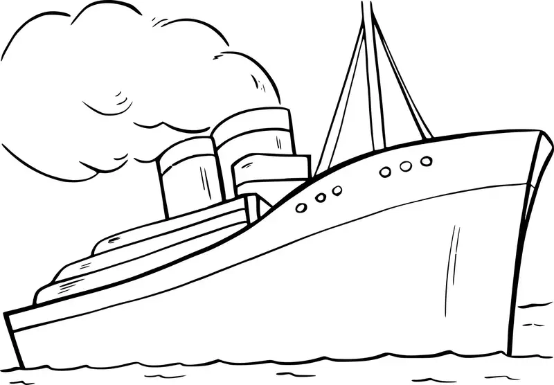 Bé tập làm họa sĩ với hình ảnh tàu thủy tô màu