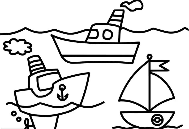 Khung cảnh biển khơi với tranh tô màu tàu thủy