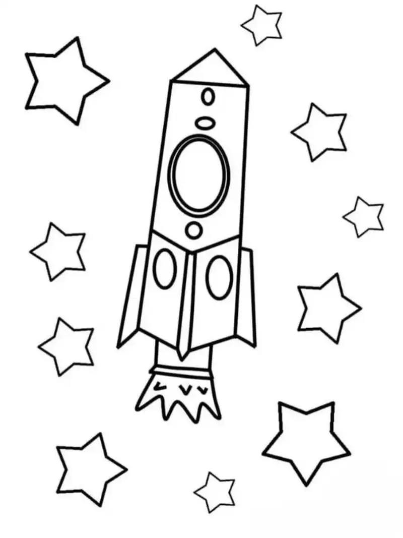 Nhanh tay in tranh tô màu tên lửa cho bé
