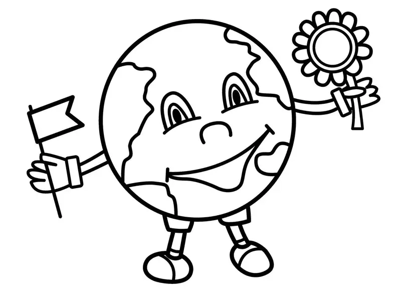 Bé yêu vui thích với hình trái đất tô màu đầy sắc màu