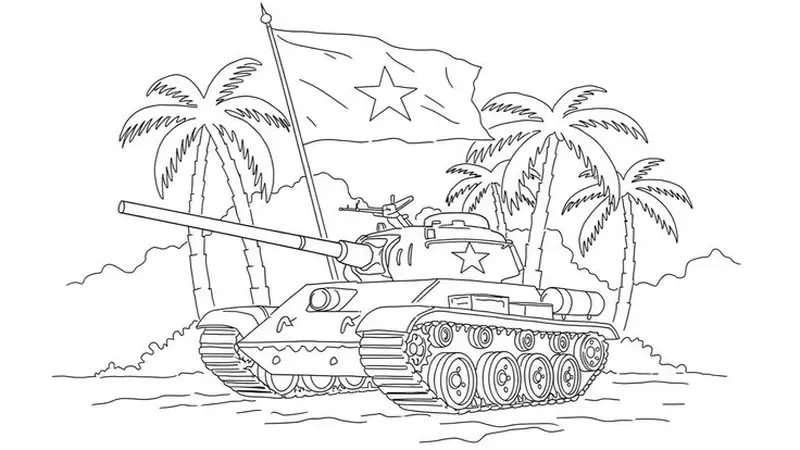 Tạo hình sinh động với hình xe tăng cho bé tô màu
