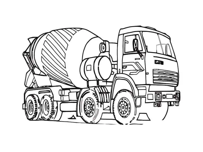 Hình tô màu xe trộn bê tông đơn giản cho bé mới tập
