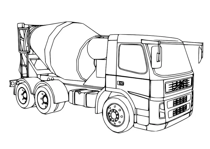 Tranh tô màu máy trộn bê tông phát triển trí tưởng tượng