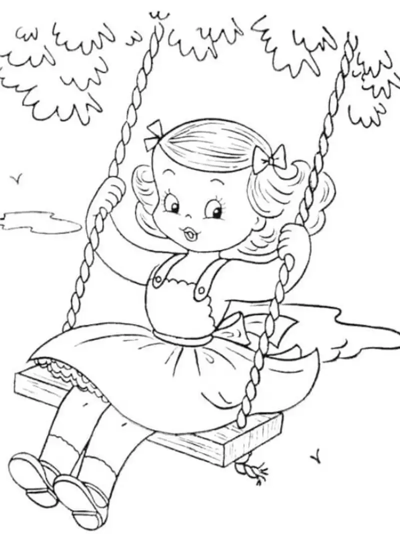 Tận hưởng không gian xanh qua tranh tô màu xích đu phong cảnh