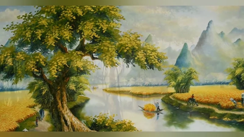 Bắt đầu vẽ tranh phong cảnh làng quê đơn giản dễ dàng