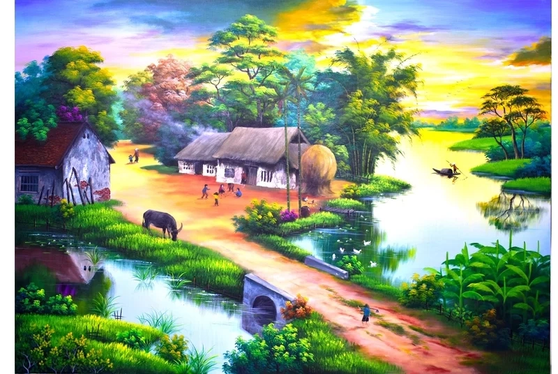 Học vẽ tranh phong cảnh quê hương đơn giản nhanh