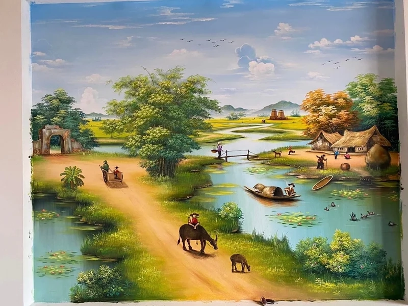 Tạo nét tươi sáng với vẽ tranh làng quê đơn giản