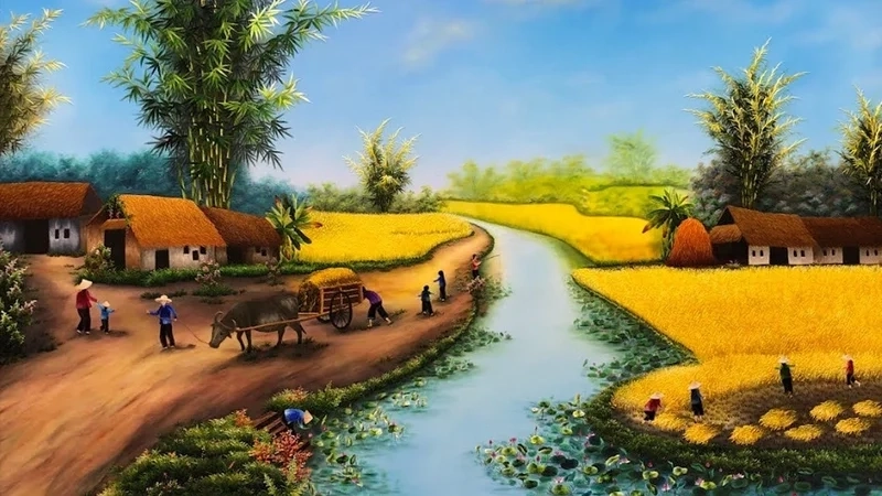 Thể hiện cảm xúc qua vẽ tranh cảnh quê hương em