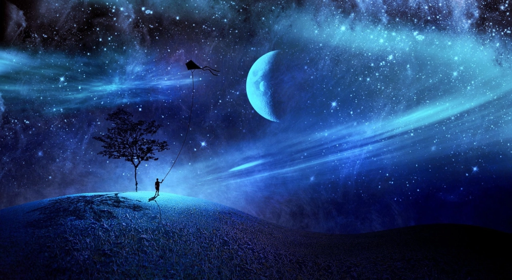 Hình ảnh mặt trăng và bầu trời sao lãng mạn