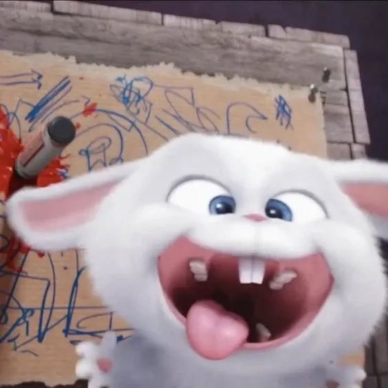 Thỏ snowball cười nụ cười rạng rỡ