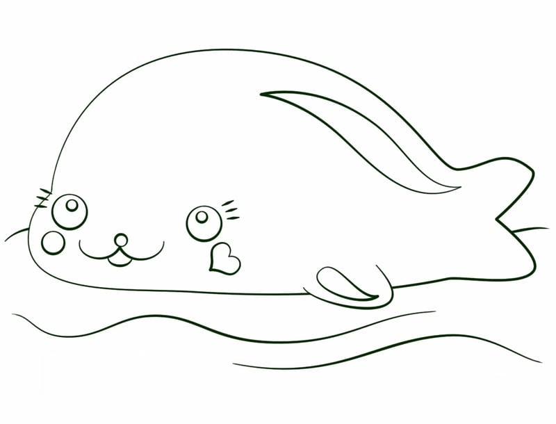 Tranh tô màu hải cẩu và quả bóng chơi đùa