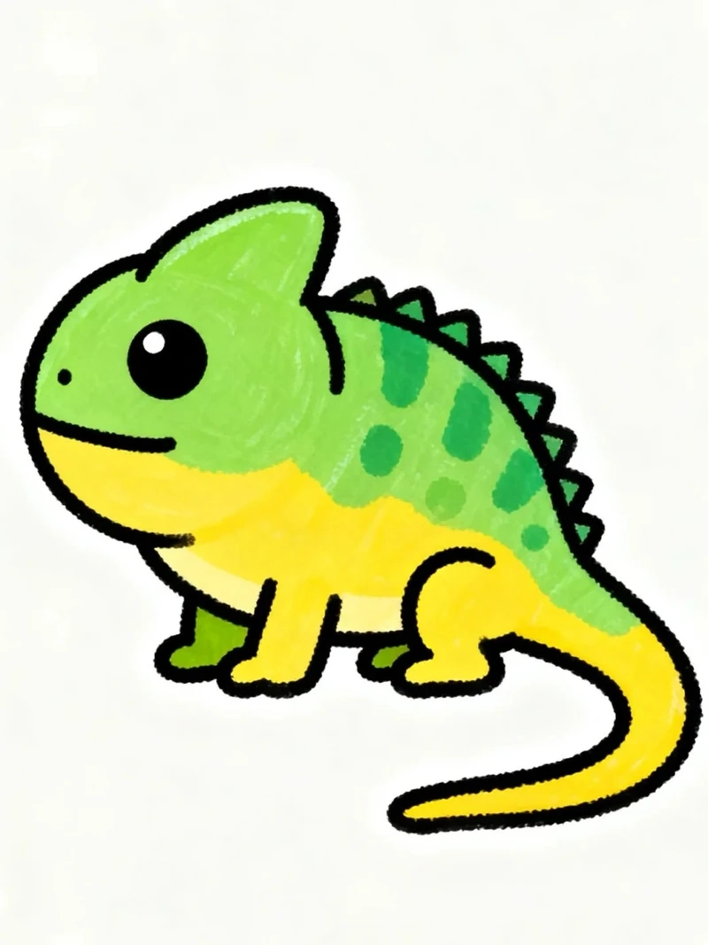 Hình chibi tắc kè đổi màu độc đáo và thú vị