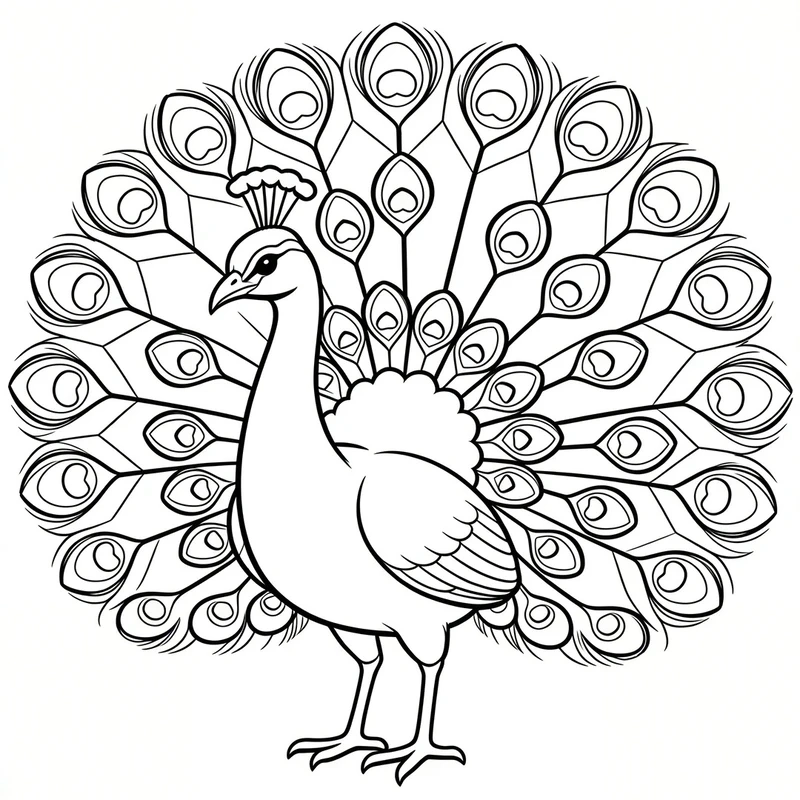 Bộ tranh tô màu chim công mẫu đẹp cho bé tập tô