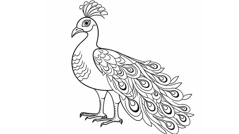 Những mẫu tranh tô màu chim công dễ thương khiến bé thích thú