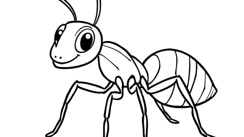 Bộ sưu tập tranh tô màu kiến hoạt hình ngộ nghĩnh cho trẻ nhỏ